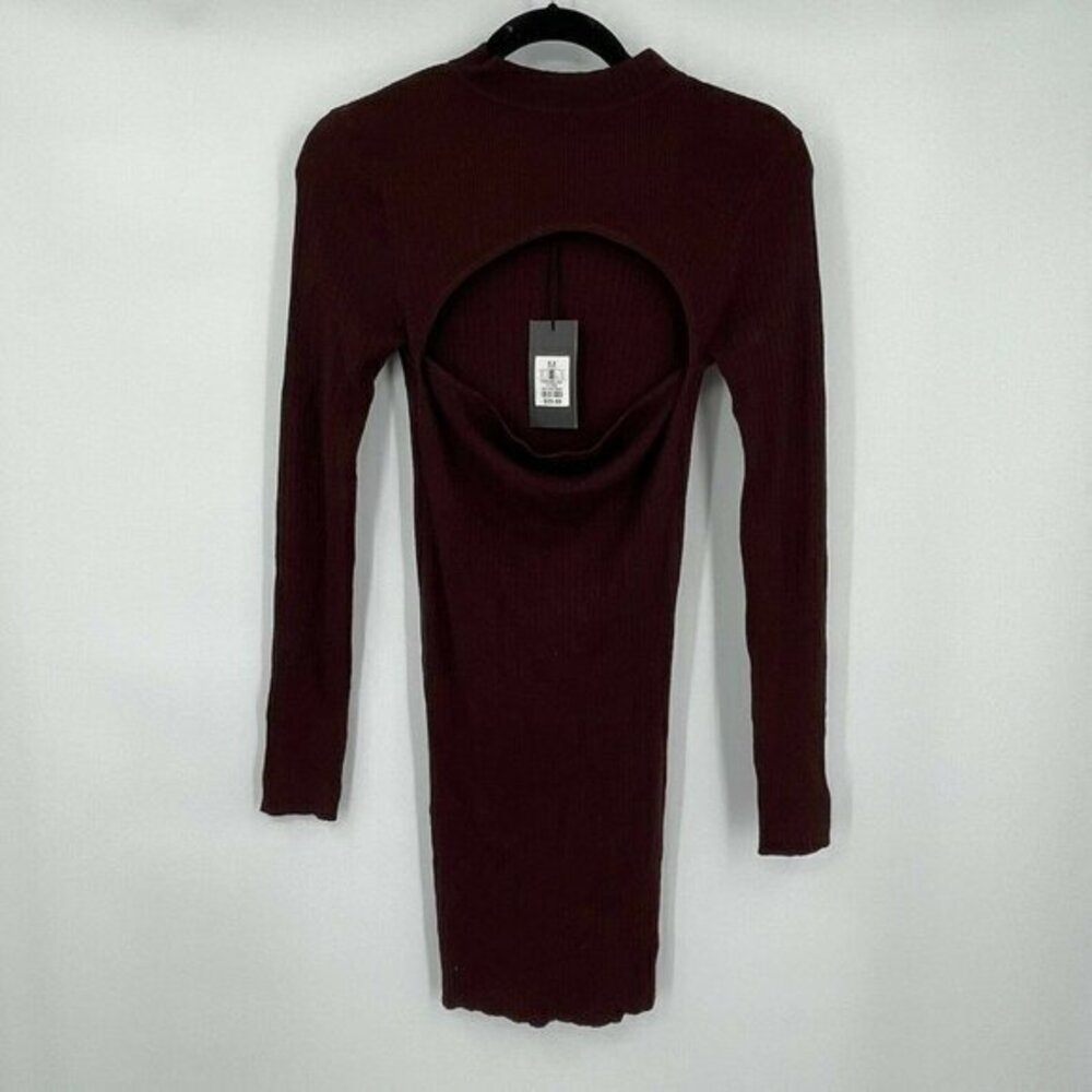 Streetwear Society Dress Medium Womens Brown Cut Out Sweater Knit Dress Casual